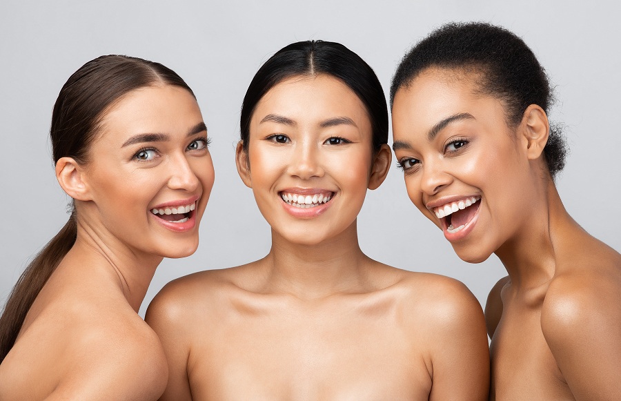 Three women with different skin tone